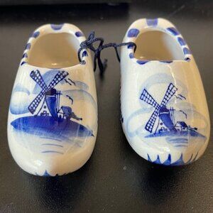 Holland Delft Dutch Porcelain Hand Painted Windmills Clogs